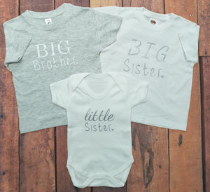 Big Brother Little Brother Big Sister Little Sister Baby Birth Announcement T'Shirt Vest