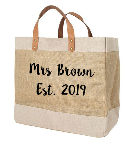 Personalised Luxury Natural Tote Shopping Shopper Bag