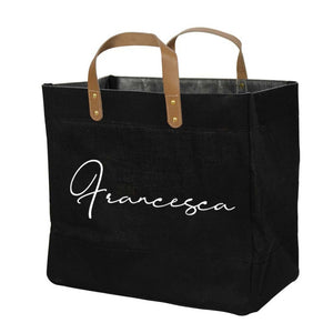 Personalised luxury Black Tote Shopper Shopping Bag