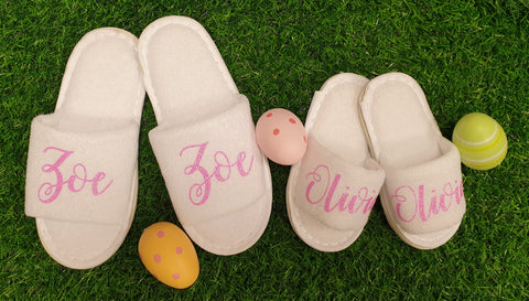 Children's Personalised spa Slippers - Pamper Party Slippers - Hot tub party - Unisex