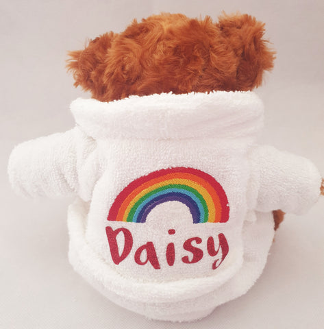 Personalised Teddy bear In Rainbow Dressing Gown- NHS-Charity-Nurses-Frontline-Doctor