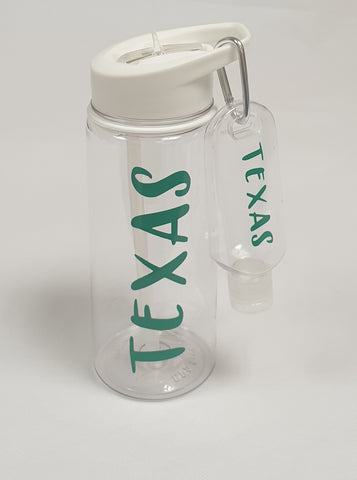 Personalised 550 ml Tritan bottle with 50 ml travel bottle with carabiner set