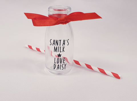 Personalised mini santa milk glass bottle