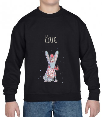 Personalised child's hand drawn Hare Christmas jumper