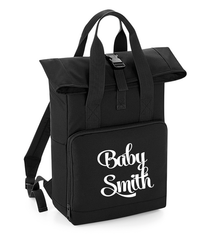 Personalised Baby Changing Roll-Top Twin Handle Backpack Bag