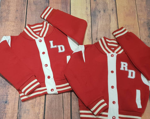 Personalised children's varsity jackets ages 3-13