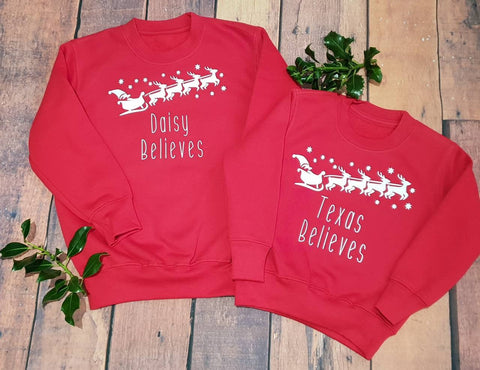 Personalised children's Christmas I believe in Santa sweatshirt jumper