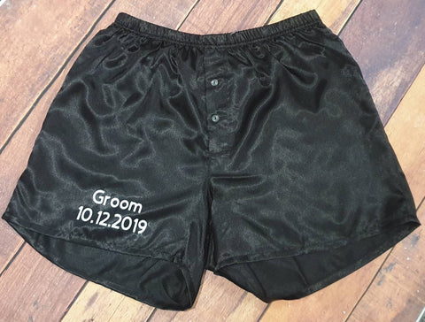 Custom made satin boxer shorts