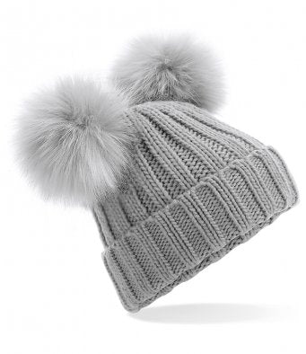 Adult & Child Matching Double Faux Fur Pom Pom Hats